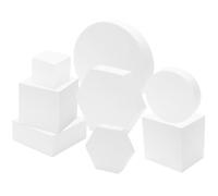 VANZACK Set 8 Pezzi Oggetti di Scena per Fotografia Forme Geometriche in Schiuma Leggera Bianca per Foto Prodotti Cosmetici Gioielli Sfondo Studio Fotografico Decorazione