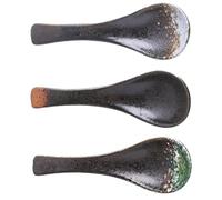 VANZACK Set da 3 Cucchiai in Ceramica Stile Giapponese Mestoli da Portata Resistenti Superficie Liscia Utensili da Cucina per Uso Domestico e Ristorazione Colore Casuale Colore Casuale