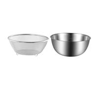 VANZACK Set Scolapasta e Ciotola in Acciaio Acciaio Inossidabile 2 Pezzi Colino a Maglie Fini per Lavaggio Riso e Verdure Fondo Antiscivolo per Cucina Multifunzionale e Stabile
