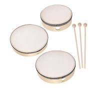 VANZACK Set Tamburi a Mano Per Bambini 6 Pezzi Bacchette, Tamburo a Cornice in Legno Da 6, 8 e 10 Pollici, Strumenti a Percussione Leggeri Per Gioco Educativo e Sviluppo Senso Del Ritmo