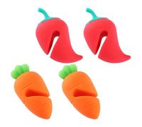 VANZACK Sollevatore per Coperchi in Silicone a Forma di Carota e Peperoncino Set 4 Pezzi Anti-Traboccamento e Rilasciatore di Vapore per Pentole Accessorio Cucina per Uso Domestico