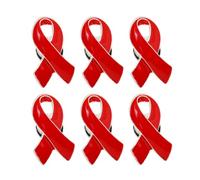 VANZACK Spille Nastro Rosso Per Prevenzione Da Donna, Set Da 6 Pezzi in Lega Di Zinco Resistente, Accessorio Decorativo Per Sensibilizzazione e Sostegno Sociale