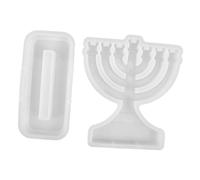 VANZACK Stampo in Silicone per Candela Menorah a 7 e 9 Bracci, Versatile per DIY Creativo, Design Classico Bianco per Decorazioni Festive e Spirito di Hanukkah