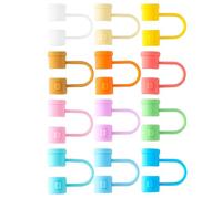 VANZACK Tappi per Cannucce in Silicone 12 Pezzi Colorati 8mm Riutilizzabili Copertura Protettiva per Punte di Cannuccia Decorativa per Cucina e Bevande