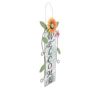 VANZACK Targa di Benvenuto, Welcome Plaque da Appendere in Ferro a Forma di Girasole, Gialla, Decorazione per Giardino e Club, Cartello da Porta e Parete