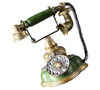 VANZACK Telefono Vintage in Resina con Rotella Classica Decorazione d Antan per Casa Ufficio e Mobile Bar Statua Artigianale retrò Verde