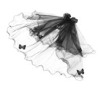 VANZACK Velo da Sposa Nero Gotico Farfalla Copricapo da Vampiro per Donna Velo lungo per Feste di Halloween e Addio al Nubilato Accessorio Cosplay Leggero e Confortevole