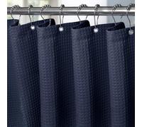 VANZAVANZU Tenda da Doccia in Tessuto Waffle Con Ganci in Metallo - Resistente All'acqua per Bagno e Vasca - 182 x 182 cm (Blu Navy)