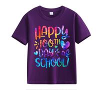 vaolkwsacz 100th Day of School Celebration for Girls and Boys Kids T-Shirt Fun Colorful Numbers Black T Shirt, Lilla, 8-9 Jahre