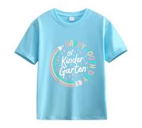 vaolkwsacz 100th Day of School Celebration for Girls and Boys Kids T-Shirt Fun Colorful Numbers Girls Shirts 146, Celeste., 10-11Years