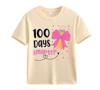 vaolkwsacz 100th Day of School Celebration for Girls and Boys Kids T-Shirt Fun Colorful Numbers Girl Collare T Shirt, beige., 4-5 Jahre
