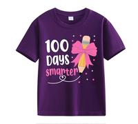 vaolkwsacz 100th Day of School Celebration for Girls and Boys Kids T-Shirt Fun Colorful Numbers Girl Collare T Shirt, Lilla, 6-7 Jahre