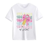 vaolkwsacz 100th Day of School Celebration for Girls and Boys Kids T Shirts Fun Colorful Numbers 1 Shirt Girl, bianco, 6-7 Jahre
