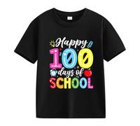 vaolkwsacz 100th Day of School Celebration for Girls and Boys Kids T Shirts Fun Colorful Numbers Cooler Shirts für Mädchen, Nero , 10-11Years