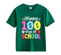 vaolkwsacz 100th Day of School Celebration for Girls and Boys Kids T Shirts Fun Colorful Numbers Cooler Shirts für Mädchen, verde, 4-5 Jahre