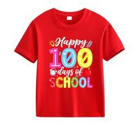 vaolkwsacz 100th Day of School Celebration for Girls and Boys Kids T Shirts Fun Colorful Numbers Cooler Shirts für Mädchen, Colore: rosso, 12-13 Jahre