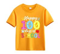 vaolkwsacz 100th Day of School Celebration for Girls and Boys Kids T Shirts Fun Colorful Numbers Cooler Shirts für Mädchen, Colore: arancione., 4-5 Jahre