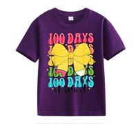 vaolkwsacz 100th Day of School Celebration for Girls and Boys Kids T Shirts Fun Colorful Numbers Handball Shirts Mädchen, Lilla, 8-9 Jahre
