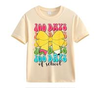 vaolkwsacz 100th Day of School Celebration for Girls and Boys Kids T Shirts Fun Colorful Numbers Handball Shirts Mädchen, beige., 4-5 Jahre