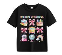 vaolkwsacz 100th Day of School Celebration for Girls and Boys Kids T Shirts Fun Colorful Numbers Larges Damen, Nero , 3-4 Jahre