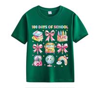 vaolkwsacz 100th Day of School Celebration for Girls and Boys Kids T Shirts Fun Colorful Numbers Larges Damen, verde, 3-4 Jahre