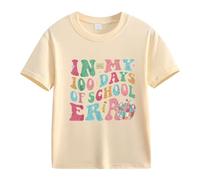 vaolkwsacz 100th Day of School Celebration for Girls and Boys Kids T Shirts Fun Colorful Numbers - Maglietta senza pancia, beige., 12-13 Jahre
