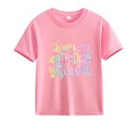 vaolkwsacz 100th Day of School Celebration for Girls and Boys Kids T Shirts Fun Colorful Numbers Shirt 92 Girls, Colore: rosa., 10-11Years