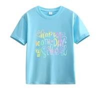 vaolkwsacz 100th Day of School Celebration for Girls and Boys Kids T Shirts Fun Colorful Numbers Shirt 92 Girls, Celeste., 6-7 Jahre