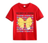 vaolkwsacz 100th Day of School Celebration for Girls and Boys Kids T Shirts Fun Colorful Numbers Shirt Mädchen S 140, Colore: rosso, 12-13 Jahre