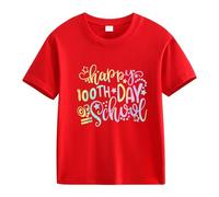 vaolkwsacz 100th Day of School Celebration for Girls and Boys Kids T Shirts Fun Colorful Numbers Shirt 92 Girls, Colore: rosso, 6-7 Jahre