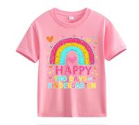 vaolkwsacz 100th Day of School Celebration for Girls and Boys Kids T Shirts Fun Colorful Numbers Strand T Shirt Girl, Colore: rosa., 3-4 Jahre