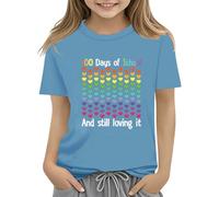 vaolkwsacz 100th Day of School Celebration for Girls and Boys Kids T Shirts Fun Colorful Numbers T Shirt Ragazzi Ragazze Addominante, Azzurro, 10-11Years