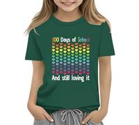 vaolkwsacz 100th Day of School Celebration for Girls and Boys Kids T Shirts Fun Colorful Numbers T Shirt Ragazzi Ragazze Addominante, verde, 4-5 Jahre