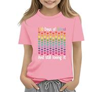 vaolkwsacz 100th Day of School Celebration for Girls and Boys Kids T Shirts Fun Colorful Numbers T Shirt Ragazzi Ragazze Addominante, Colore: rosa., 4-5 Jahre