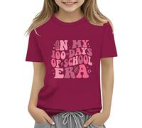 vaolkwsacz 100th Day of School Celebration for Girls and Boys Kids T Shirts Fun Colorful Numbers Toy Girl Shirt Set, Rosso anguria., 10-11Years