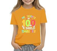 vaolkwsacz 100th Day of School Celebration for Girls and Boys Kids T Shirts Fun Colorful Numbers Toy Maglietta a maniche lunghe, giallo., 4-5 Jahre