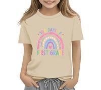 vaolkwsacz 100th Day of School Celebration for Girls and Boys Kids T Shirts Fun Colorful Numbers Toy Truck Football Basketball Shirt Pizzo Ragazza, beige., 6-7 Jahre