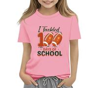 vaolkwsacz 100th Day of School Celebration for Girls and Boys Kids T Shirts Fun Colorful Numbers Toy T Shirt für Mädchen Bauchfrei, Colore: rosa., 10-11Years