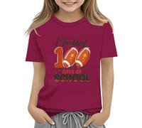 vaolkwsacz 100th Day of School Celebration for Girls and Boys Kids T Shirts Fun Colorful Numbers Toy T Shirt für Mädchen Bauchfrei, Rosso anguria., 3-4 Jahre