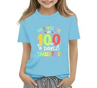 vaolkwsacz 100th Day of School Celebration for Girls and Boys Kids T Shirts Fun Colorful Numbers Toy Maglietta a maniche lunghe, Celeste., 10-11Years