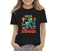 vaolkwsacz 100th Day of School Celebration for Girls and Boys Kids T Shirts Fun Colorful Numbers Toy Truck Leggings Pizzo, Nero , 12-13 Jahre