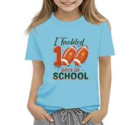 vaolkwsacz 100th Day of School Celebration for Girls and Boys Kids T Shirts Fun Colorful Numbers Toy T Shirt für Mädchen Bauchfrei, Celeste., 8-9 Jahre