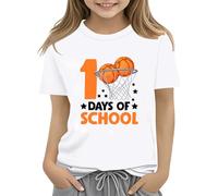 vaolkwsacz 100th Day of School Celebration for Girls and Boys Kids T Shirts Fun Colorful Numbers Toy Truck Football Basketball Short T Shirts Teenager Mädchen, bianco, 8-9 Jahre