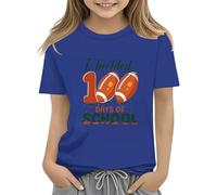 vaolkwsacz 100th Day of School Celebration for Girls and Boys Kids T Shirts Fun Colorful Numbers Toy T Shirt für Mädchen Bauchfrei, Blu, 2-3 Jahre