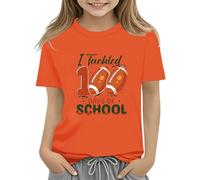 vaolkwsacz 100th Day of School Celebration for Girls and Boys Kids T Shirts Fun Colorful Numbers Toy T Shirt für Mädchen Bauchfrei, Colore: arancione., 10-11Years