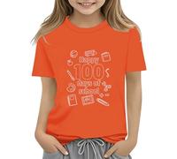 vaolkwsacz 100th Day of School Celebration for Girls and Boys Kids T Shirts Fun Colorful Numbers Toy Truck Football Basketball Bianco Blusa Bambina 140, Colore: arancione., 2-3 Jahre