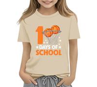 vaolkwsacz 100th Day of School Celebration for Girls and Boys Kids T Shirts Fun Colorful Numbers Toy Truck Football Basketball Short T Shirts Teenager Mädchen, beige., 6-7 Jahre