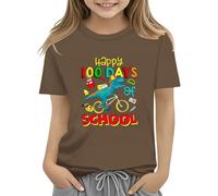 vaolkwsacz 100th Day of School Celebration for Girls and Boys Kids T Shirts Fun Colorful Numbers Toy Truck Leggings Pizzo, caffè, 6-7 Jahre