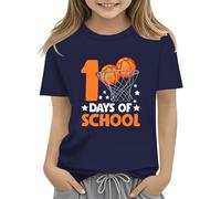 vaolkwsacz 100th Day of School Celebration for Girls and Boys Kids T Shirts Fun Colorful Numbers Toy Truck Football Basketball Short T Shirts Teenager Mädchen, Blu marino, 6-7 Jahre
