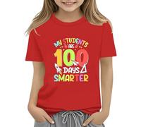 vaolkwsacz 100th Day of School Celebration for Girls and Boys Kids T Shirts Fun Colorful Numbers Toy Maglietta a maniche lunghe, Colore: rosso, 8-9 Jahre